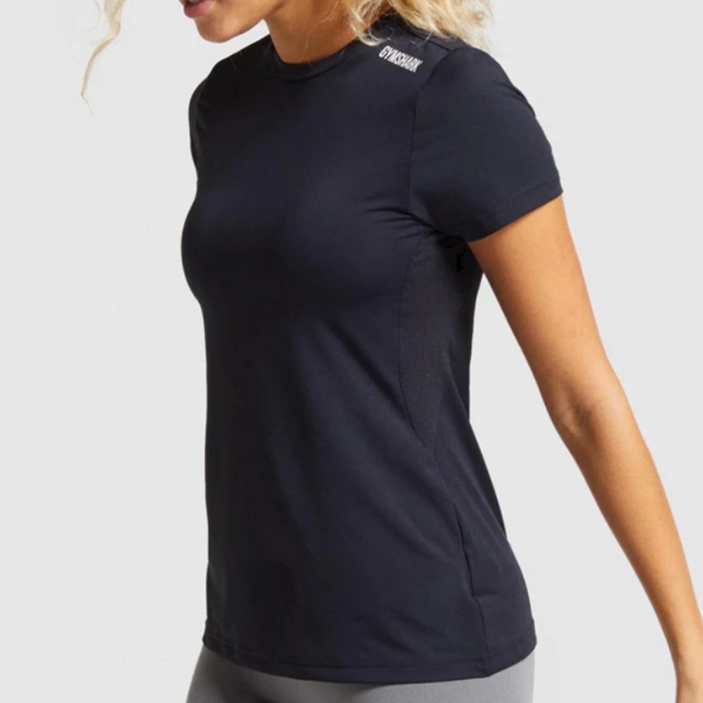 Gymshark Black Training Tee Short Sleeve Shirt Size: Small